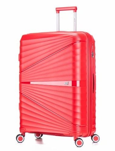 ATX Luggage Large Suitcase Expandable Unbreakable Polypropylene Hard Shell Hold Check in Fits 23-26KG Super Lightweight with 4 Dual Spinner Wheels and Built in TSA Lock (Blood Red, 133 Liters)
