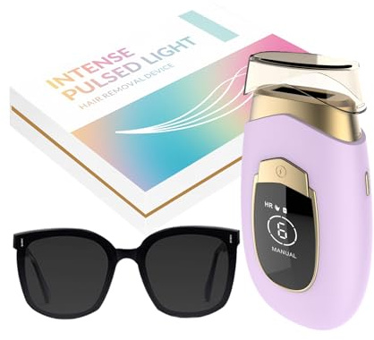 Lumisilk Luminia Depiladora IPL - Reducción Permanente del Vello - Piel Suave Sin Dolor - Para Cara, Axilas, Piernas y Zona Bikini - Kit Completo con Gafas (Morado)
