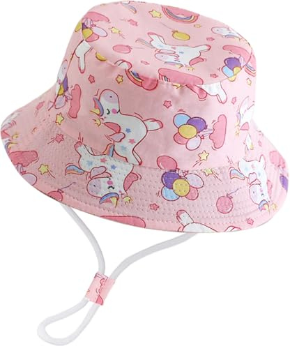 XYIYI Bambini Bambino Cappello da Sole Cotone Secchio Cappello Cappello Spiaggia Estate con Sottogola Regolabile, Cavallo Palloncini, 12-24 mesi