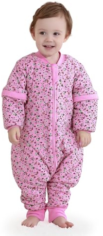 Mosebears Gigoteuse pour bébé avec jambes, manches amovibles et doublure chaude pour l'hiver Unisexe pour fille et garçon