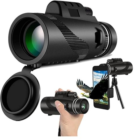 Tubkikare 80X100 Hd Monocular Telescope 8000M Long Range Zoom Bak4 Prism Telescope Med/utan Stativ Telefonklämma Jakt Utomhuscamping Kraftfullt Okular Och FöRstoringsglas(BlackB With Tripod)