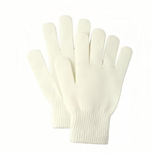 Btolin Minimalist Winter Knit Gloves for Men & Women,Thermal Knit Gloves Windproof Warm Touchscreen Riding Driving Outdoor Sports (White, one size)