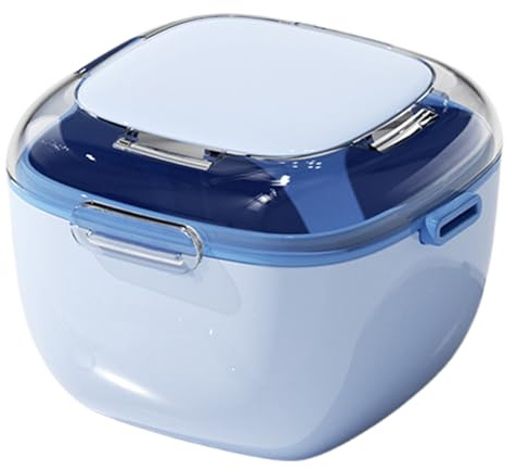 Retainer Case - Denture Cleaning Cup for Retainer Storage | Leak Proof Box with Lid, Drain Holes & Side Handles for Mouth Guard, False Teeth, Jewelry and Travel, 9.5x9.5x6.9cm