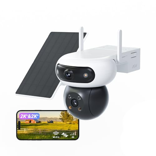 EZVIZ 4MP+4MP Cámara Vigilancia Exterior Solar, 4G /WiFi Conexión Dual, Grabación 24/7 AOV, Batería 10400mA, Detección Persona/Vehículo, Visión Nocturna Color, Audio Bidireccional, Panel 8W, CB90x 4G
