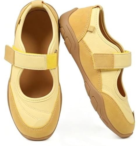 Women’s Mary Jane Sneakers,Adjustable Strap Soft Walking Shoes for Women Comfort Casual Breathable Dance Mary Jane Ballet Sneakers Wide Toe Flats