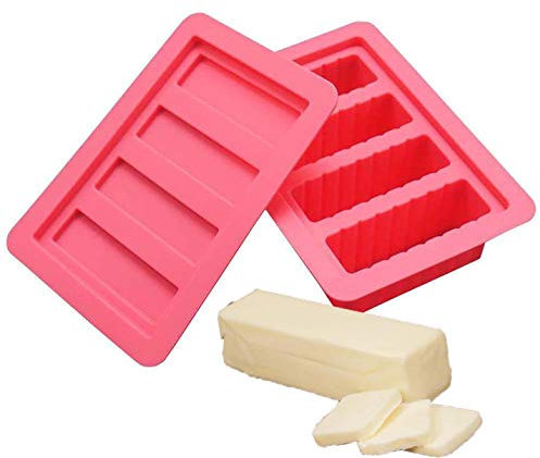 Moldes grandes de silicona para mantequilla con 4 cavidades, molde de mantequilla de silicona, molde de pudín y gelatina, pastel de queso, bar, dulces, pasteles, molde de mantequilla de silicona con