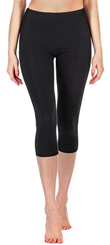 Merry Style Leggings 3/4 Pantaloni Capri Donna MS10-220 (Nero, XL)