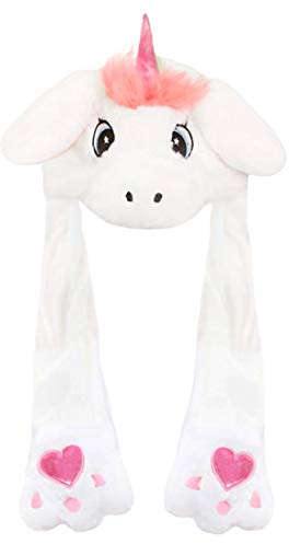dressfan Felpa Animal Oreja Sombrero Juguete Regalo Regalo De Cumpleaños con Orejas Móviles Presiona La Gorra Animal Hará Que La Oreja Se Mueva Chicas Chico Mujer Cosplay (D-Bianco, Una Talla)