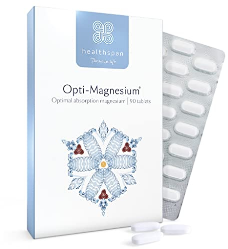 Healthspan Opti-Magnesium | 90 Tablets | for Bone & Muscle Support | Maintains Psychological Function and Nervous System | Easily Absorbed | Added Vitamin D3 | Inulin | Vegetarian