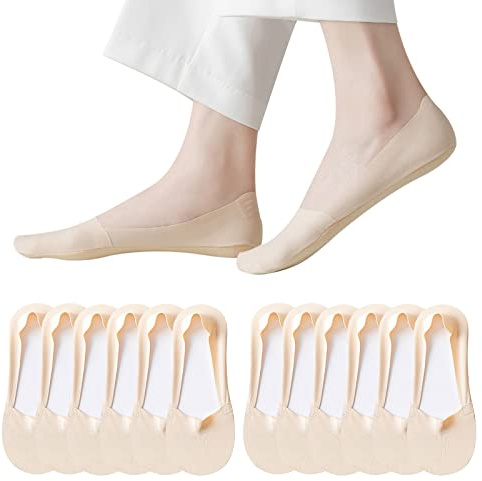 Caudblor 6 Pares Calcetines Invisibles Mujer Antideslizante 36-39 40-43