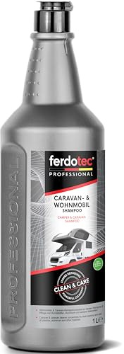 ferdotec Nettoyant concentré pour caravanes et Camping-Cars (1000 ML) - Shampooing pour campeurs, caravanes, auvents - Enlève Les Traces de Pluie, enlève la résine, nettoie Le PVC - 1 L
