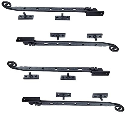 Adonai Hardware 12.5 Inch Lachish Black Antique Cast Iron Window Casement Stay (Supplied as 4 Pieces per Pack) - Matte Black Powder Coated