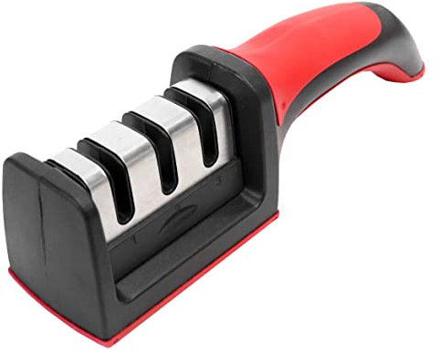 Affilacoltelli manuale da cucina a 3 livelli per affilatura grossolana e levigatura fine tungsteno e ceramica