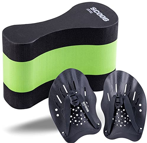 Pull Buoy + Hand Paddles set for Adults and Kids Swimming Aid Accessories for Strength Training Swim Floats Pool Exercise Equipment Kit for Men Women Children and Junior Sea Open Water Aids (2, Kids)