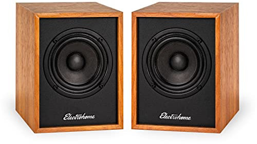Electrohome Huntley - Altavoces de estantería con Amplificador Integrado y Controladores de 3 Pulgadas para Tocadiscos, TV, PC y transmisión inalámbrica de música con Bluetooth 5, RCA y AUX (EB10)