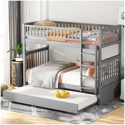 Sapgaks Literas con Cama Nido se transforma en Dos Camas de 90 x 200 cm, Camas funcionales, Camas Infantiles 90 x 200 cm, Camas Convertibles, Gris