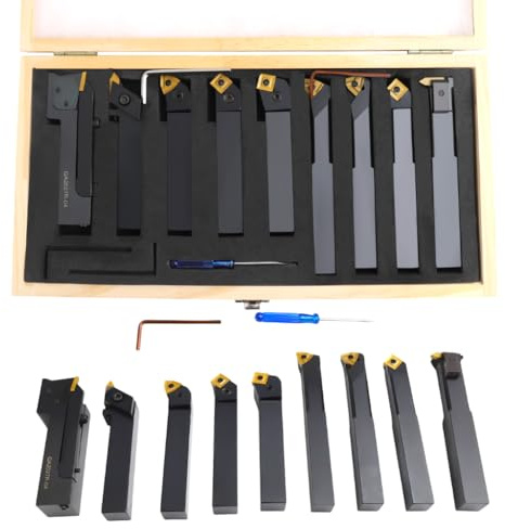 9 Stk Drehmeißel Set 20x20mm Drehstahl Klemmhalter Bohrstange Wendeschneidplatte Multifunktionswerkzeug Drehwerkzeug Schutzhaube Für Hand Heimwerker