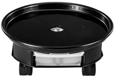 Soporte para plantas negro con contenedor de agua, soporte redondo para macetas y bandeja para uso en interiores y exteriores, 33 cm, versátil carrito de flores para una fácil movilidad