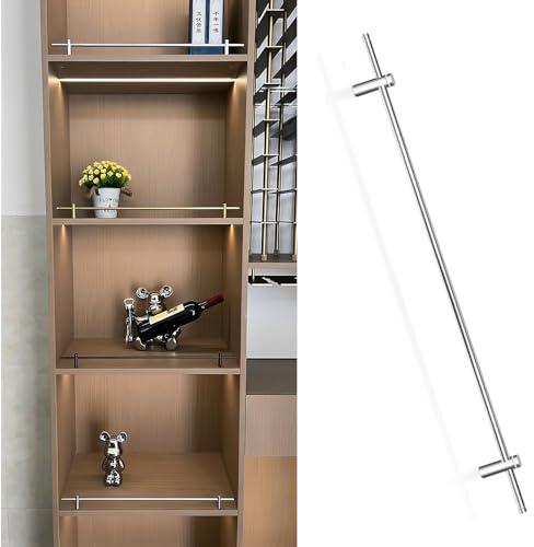 Metallhyllskena för trähyllor, 35 ~ 102 cm lång aluminiumlegering rund rörbarriär dekorativ stång anti-fall skyddsstaket för bokhylla, skoställ, köksskåp