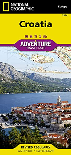 Croatia Adventure Map by National Geographic – Waterproof Travel Map with Roads, Islands, Trails & National Parks – Foldable Map for Dubrovnik, Split ... Coast (National Geographic Adventure Map)