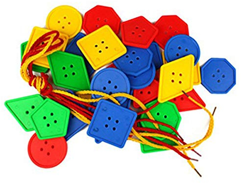 STUDY 70 Pcs Button Puzzle Toy, Button Lacing Toy, Big Buttons Threading Toy, Plastic Assorted Bright Buttons Toy