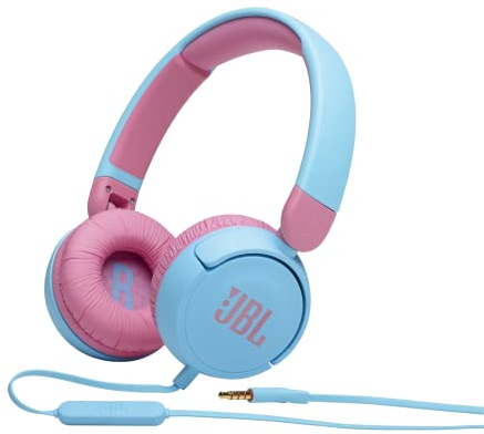 JBL Jr310 On-Ear Kinder-Kopfhörer - Hellblau-Rosa – Kabelgebundene Ohrhörer mit Headset und Fernbedienung – Ideal für Schule und Freizeit