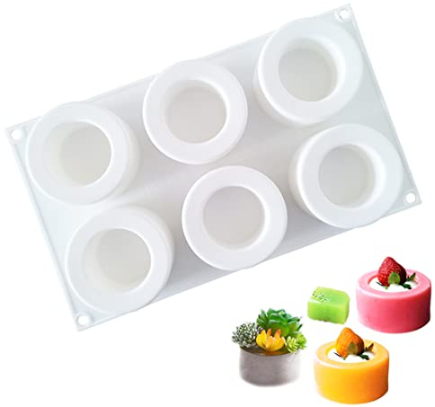 Limeow 1 Stück Pralinenform Silikon Pudding Backformen Silikon Muffinförmchen Silikonform Rund Cupcake Förmchen Kuchen Schokoladenform für Schokolade Kuchen Gelee Pudding Handgefertigte Seife（Weiß）