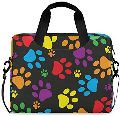 Laptop Shoulder Bag Portable Laptop Sleeve Case for 14/15.6/16in Notebook Computer Messenger Bag Women Men Briefcase (Colorful Paw Print)