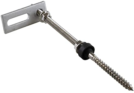 NAKA Photovoltaik Stockschraube M10x250mm mit Adapterplatte 80x30x5mm aus Edelstahl für Solarmodul Doppelgewindeschraube A2 M10 EPDM mit Dichtung Solarpanel Solar Anlage Befestigung Stockschrauben