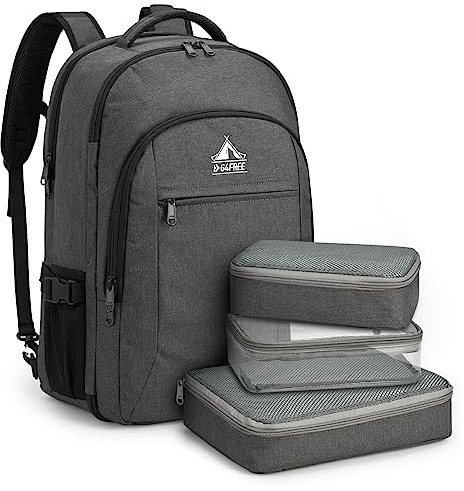 G4Free 40L Reiserucksack & Große 17-Zoll Laptop-Rucksack für Damen Herren mit 3 Teilige Packwürfeln-Packing Cubes für Reisen Urlaub Business Arbeit