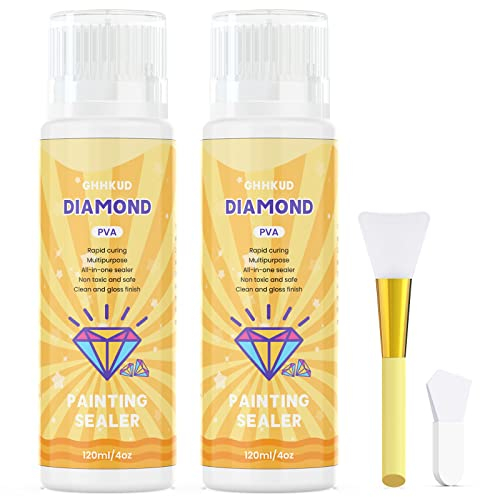 GHHKUD Diamond Painting Versiegelung 240ml - Diamand Painting Zubehör für Strahlend Glitzernde Bilder - Diamant Paintingi Kleber mit Schwammkopf, Schutz Versiegelung für Diamont Painting