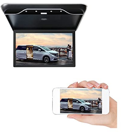 Lecteur DVD portable 19 pouces voiture moniteur HD LCD écran voiture vidéo Playe 1080P Automobile plafond toit montage affichage Portable multimédia TV lien pour la voiture ( Color : 19 inch Mirror Bl