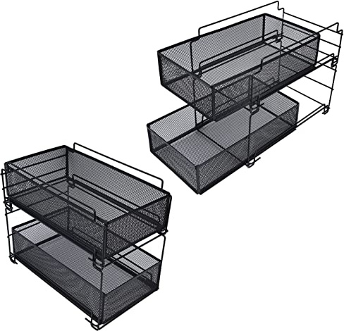 Étagère à Tiroirs De Cuisine, Forte Capacité De Charge, Design En Maille, Tiroir De Rangement De Cuisine, étagère De Cuisine Multicouche Coulissante Sous le Tiroir De L'évier