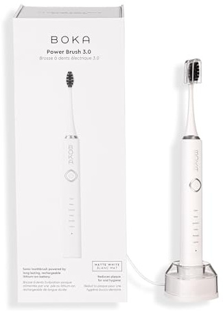 Boka 3.0 Electric Toothbrush for Adults w/ 2 Heads - Rechargeable Sonic Powered Tooth Brush - Charcoal Activated Bristles for Deep Cleaning - Dentist Recommended Oral Care - Charging Base w/Micro USB