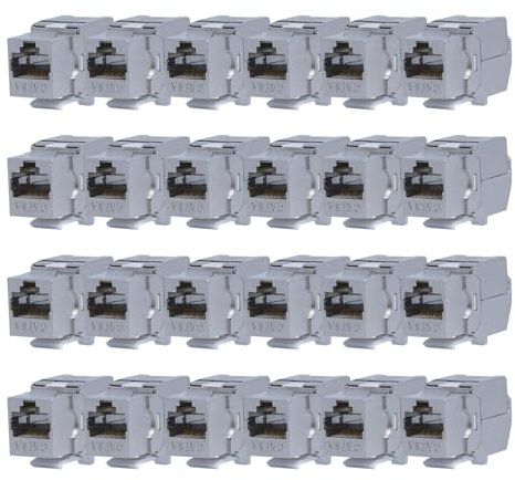 KOSCOM CONNECT 24x Keystone Modul CAT6A | STP RJ45 Einbaubuchse | AWG 22-25