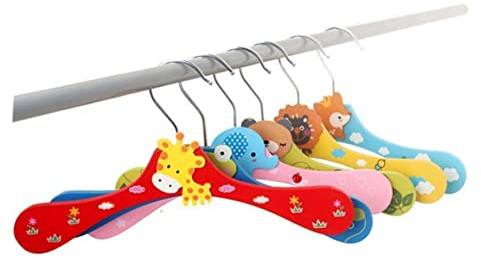KOMBIUDA 10piezas Perchas Ropa Infantiles De Madera Perchero Dibujos Animados Perchas Gancho Cromado Colores y Aleatorios