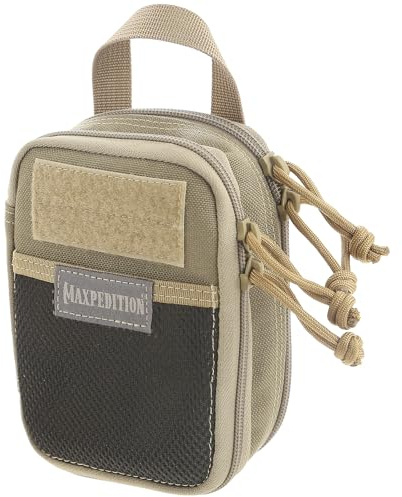 Maxpedition Double-Decker Mini Pocket Organizer (4” x 2.5” x 6”) EDC Pouch, Tactical Tool Pouch for Organization, MOLLE Accessories for Everyday Carry (Khaki) 0258K