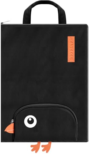 Bolsa organizadora de documentos A4, portátil, con cremallera, con asa, para oficina, escuela, negocios, viajes y conferencias, 37 x 27 cm (Crow)
