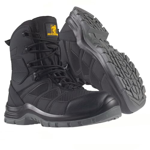 Mens Lightweight Tactical Lace Up Army Patrol Combat Boots Security Police Cadet Smart Military Work Casual Walking Ankle Hiking Shoes (BLACK, UK Footwear Size System, Adult, Men, Numeric, Medium, 13)