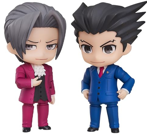 2 st Miles Edgeworth och Phoenix Wright figur 10 cm utbytbara delar och rörliga actionfigurer staty skrivbordsdekoration kollektioner