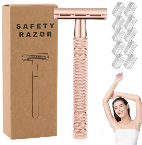 Manual Razor for Women Men, YiYunTE Beard Razor Shavers for Bikini Armpit Leg Hair, Reusable Face Eyebrow Shaving Razor Kit, Durable Stainless Steel Hair Removal Tool Safety Razors Gift for Travel
