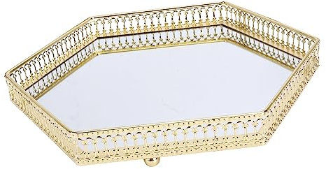 GRIRIW Plateau De Rangement Polyvalent Organisateur De Cosmétiques Plateau Verre Doré Élégant Et Pratique