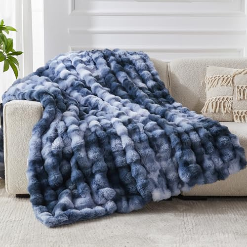 SLIVERY&CHAVALIER Faux Fur Throw Blanket for Couch, 1000 GSM Cozy Fuzzy Fluffy Soft Plush Thick Bubble Sherpa Blanket for Sofa Bedroom Living Room, Mothers Day Birthday Gifts for Women Home Decor