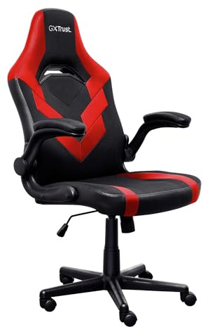 GXTrust 1703 Yezz Sedia Gaming con Braccioli Imbottiti, Regolabile in Altezza, Gas di Classe 4, Sedia da Gaming Inclinabile Fino a 140 kg, Rivestimento in Tessuto, per PC Ufficio Gioco, Rosso