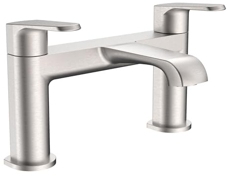 Lunaris Brushed Nickel Bath Filler Mixer Tap Deck Mounted Sleek