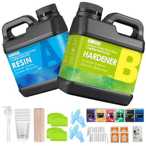 DR. RESIN Crystal Clear Epoxy Resin Kit 80 oz 2 Part Epoxy Resin Kits for Beginners for DIY Art, Wood,Jewellery Making, Craft, Casting, Tabletop and Coating
