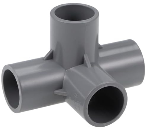 TA-VIGOR 10 st 20 mm PVC-rörbeslag, 4-vägs armbåge Tee hörnkontakter, höger vinkel 4-vägs T-rörskarvsfogar för trädgårdsvattenrör och bevattningssystem, grå