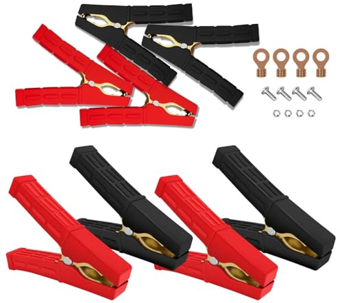 YINGAYOU Pinze Coccodrillo 500A Pinza Cavo Batteria 12V 24V Rame Puro con Maniglia in Gomma Guaina Isolante per Cavo di Ricarica Batteria Veicolo (500 A, 4)