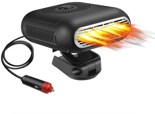 Autheizung, tragbare 12V Autheizung, 2-in-1 Schnellheizung und Kühlung, Windschutz scheibenenteiser mit 360° Drehfuß, Windschutz scheibenenteiser Autheizung mit Zigarettenanzünder Stecker