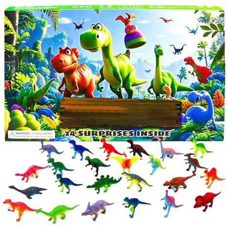 Adventskalender Dinosaurier Kinder 2025, 24 Dinosaurier Figuren Weihnachtskalender, 24 Tage Countdown Kalender Box, Geschenk Für Junge Ab 3 Jahren